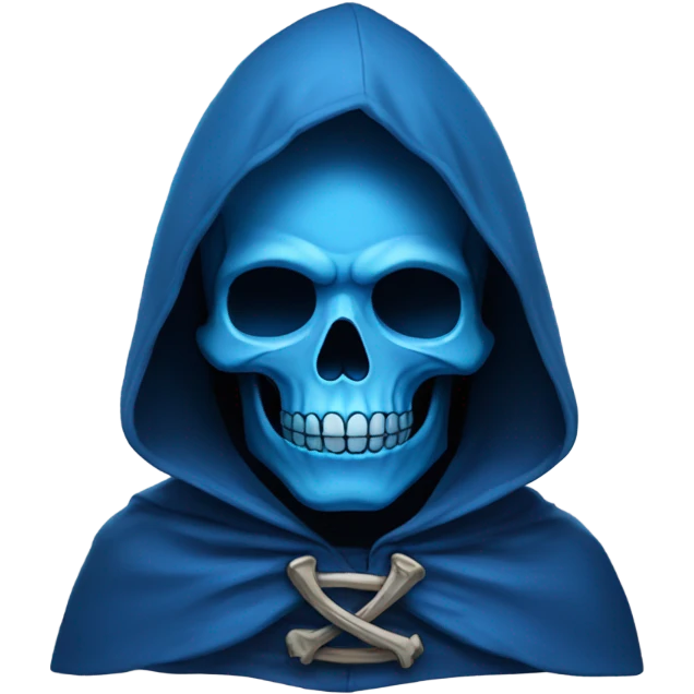 skull wearing blue hood and cloak emoji