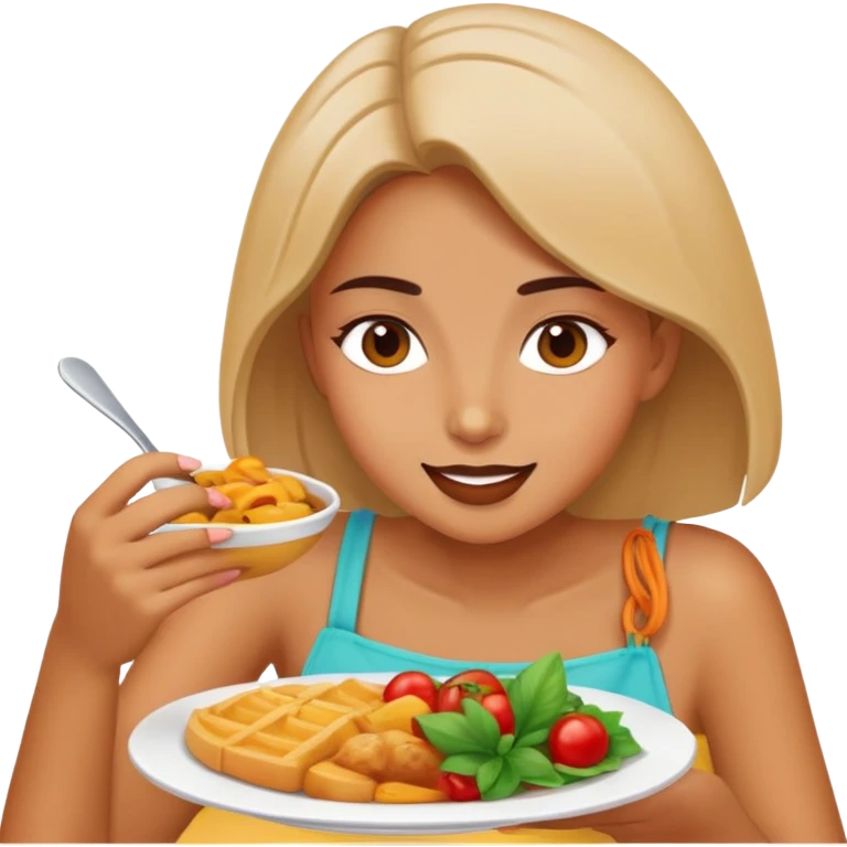 girl enjoying delicious food emoji