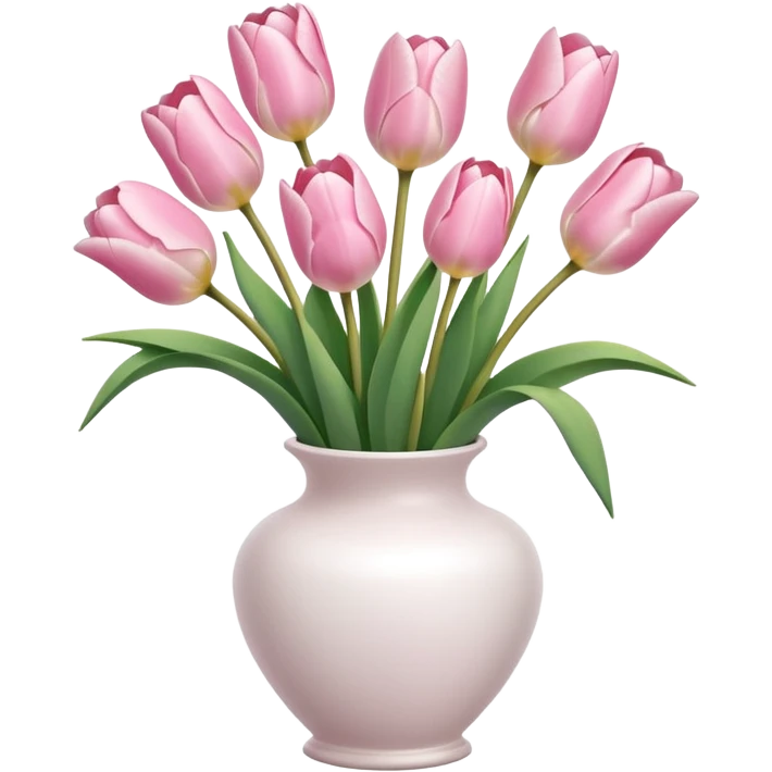 Light pink tulips in white vase emoji