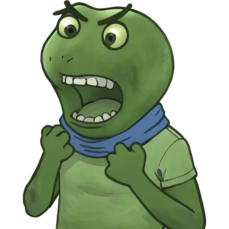 Guy with hands wrapped around his neck screaming emoji