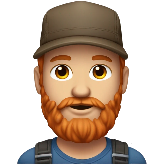 Red haired long bearded white man with freckles overweight trucker wearing a flat bill Kenworth hat  emoji