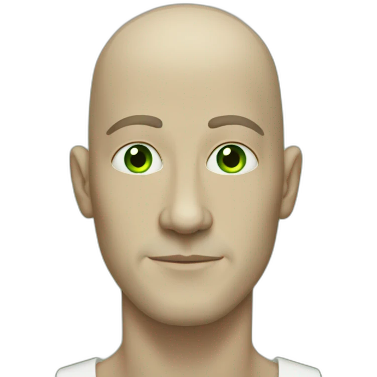 green eyed bald man with no beard and an oval head emoji