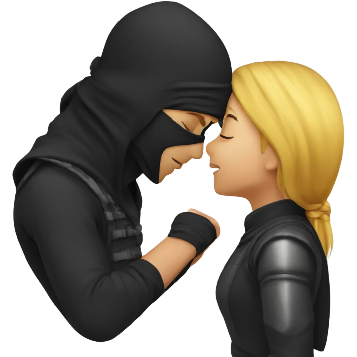 a ninja kissing another ninja girl emoji
