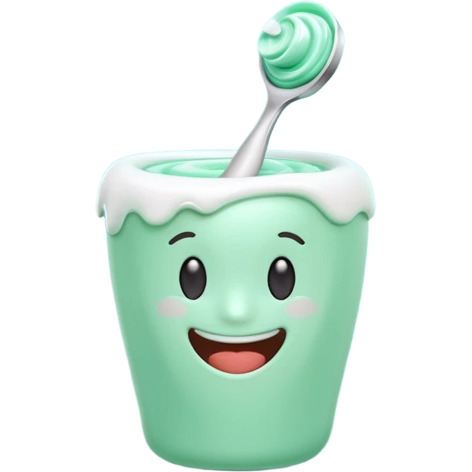 small squeeze of toothpaste in a soft swirl or wave, glossy texture, fresh color white or mint green or striped with blue or red, clean 3D rendering, soft lighting, subtle shadows, emoji scale, optimized for clarity, gloss, and freshness at small size emoji