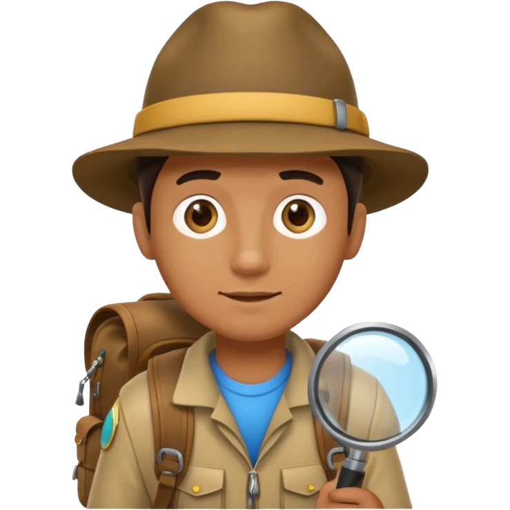 Explorer Man with backpack and magnifying glass emoji
