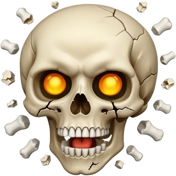skull looking up with  exagerated open mouth meanwhile the head explote  emoji