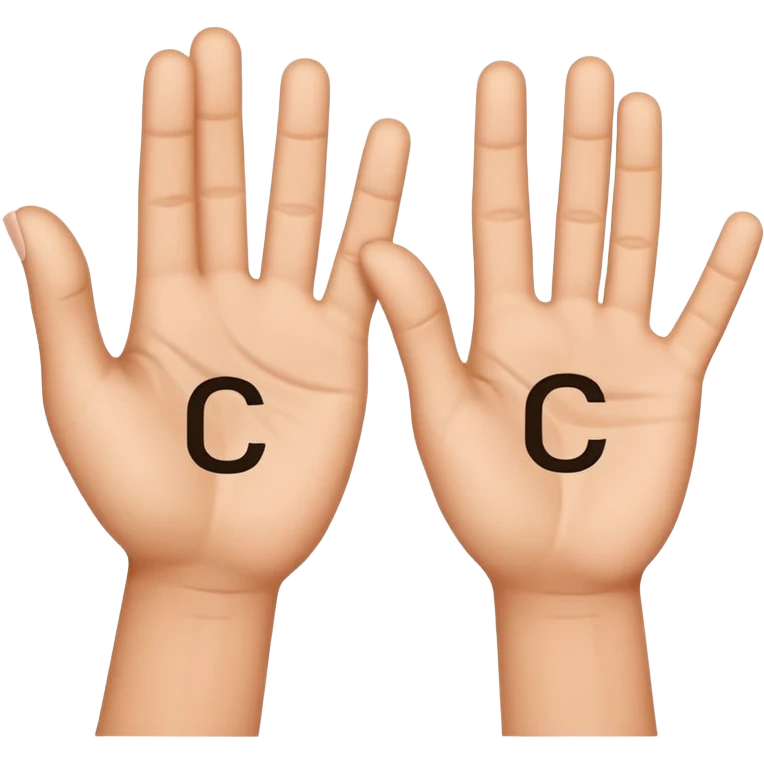 Two hands with one making a “c” and the other a “t”.. hands only use thumb and pointer fingers to create letters. The “t” goes inside the “c” and looks like it’s hanging off of it emoji