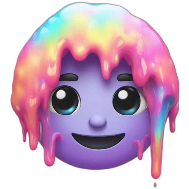 Trippy melting face holographic emoji