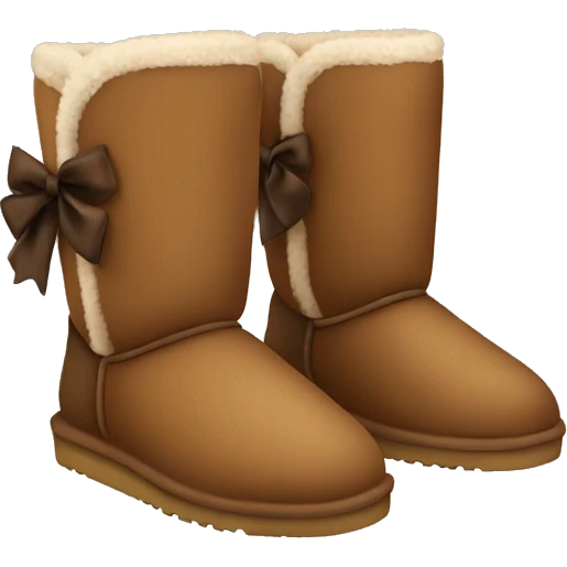 Brown uggs with brown bow on back emoji