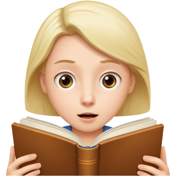 лицо удивленного человека. который читает книку emoji
