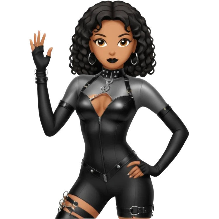 Moi déesse Ladynamit dominatrice cuire et latex noir sexy black métisse emoji