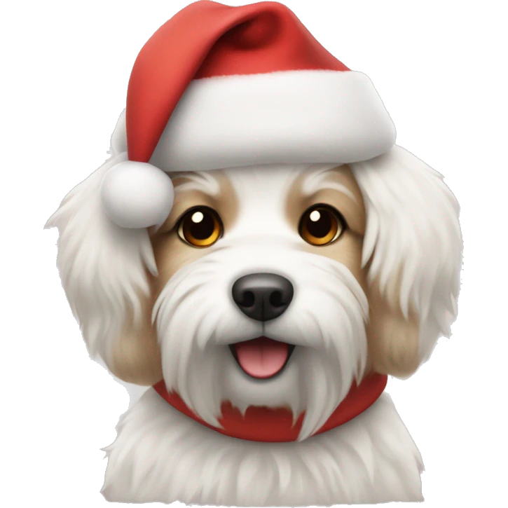 cute fluffy dog wearing a santa hat emoji