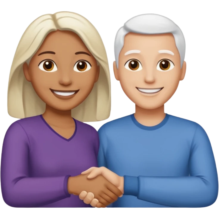 Dos personas dandose la mano como agradecimiento, una persona de color y una persona blanca emoji