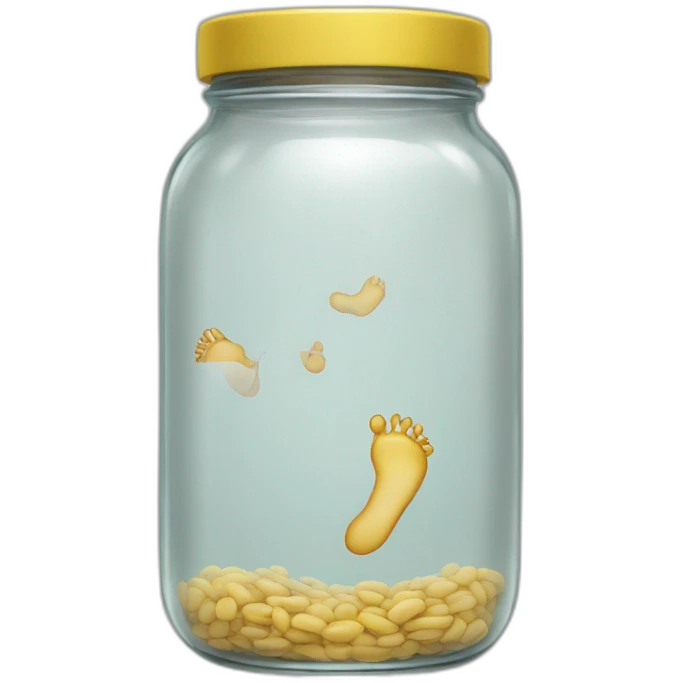 an empty glass jar +in-between human feet,-inside,-in-the-jar,-nsfw,-genitals emoji