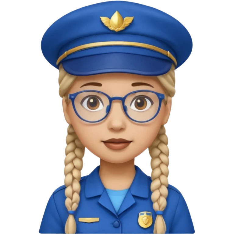 blue uniform wearing scout kid with braids and glassess with blue hat emoji