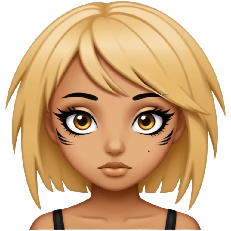 Tan skin emo girl with lots of eyeliner  emoji