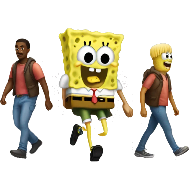 Spongebob Walking with gang emoji