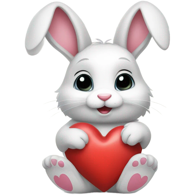 bunny holding a heart emoji