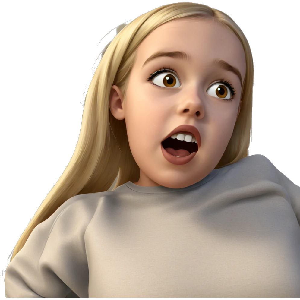 surprised blonde girl indoors emoji