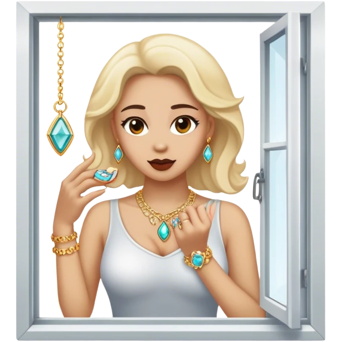 A woman stealing jewelry from a window emoji