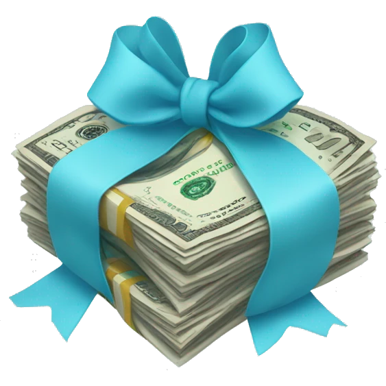 A bunch of dollars, tied with pastel blue bow emoji