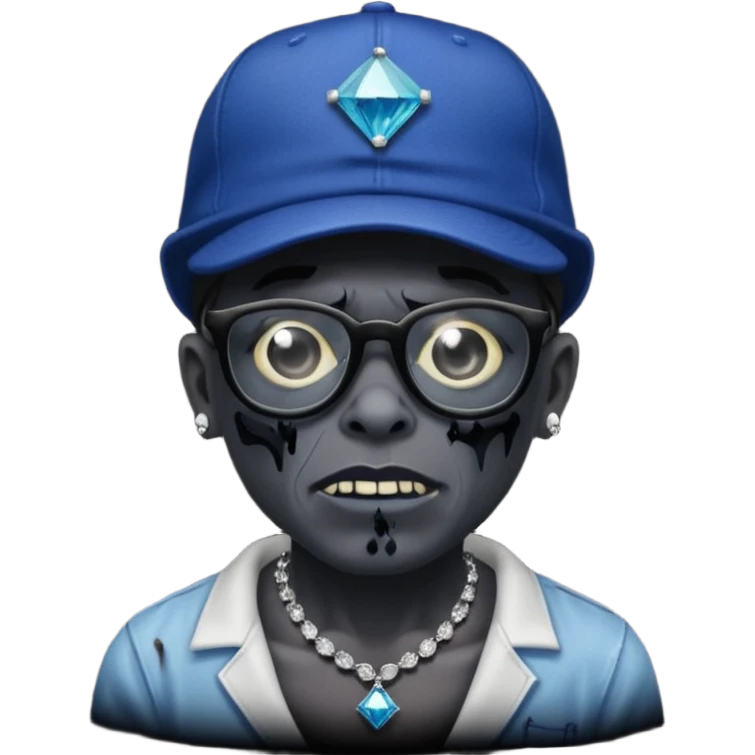 Zombie with black glasses dodger hat and diamond necklace emoji
