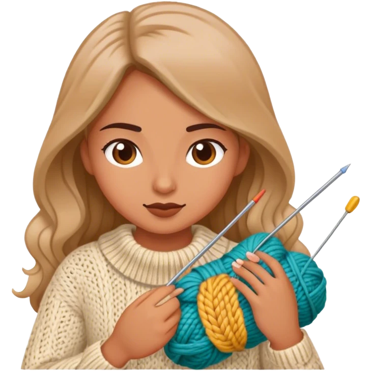 a girl being obsessed by a knitting pattern  emoji