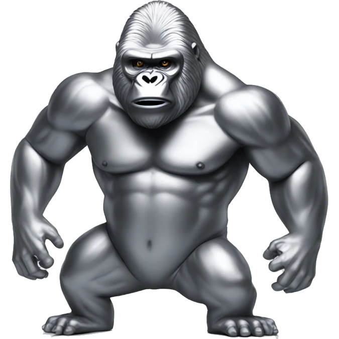 Gorilla made of platinum metal beating its chest emoji
