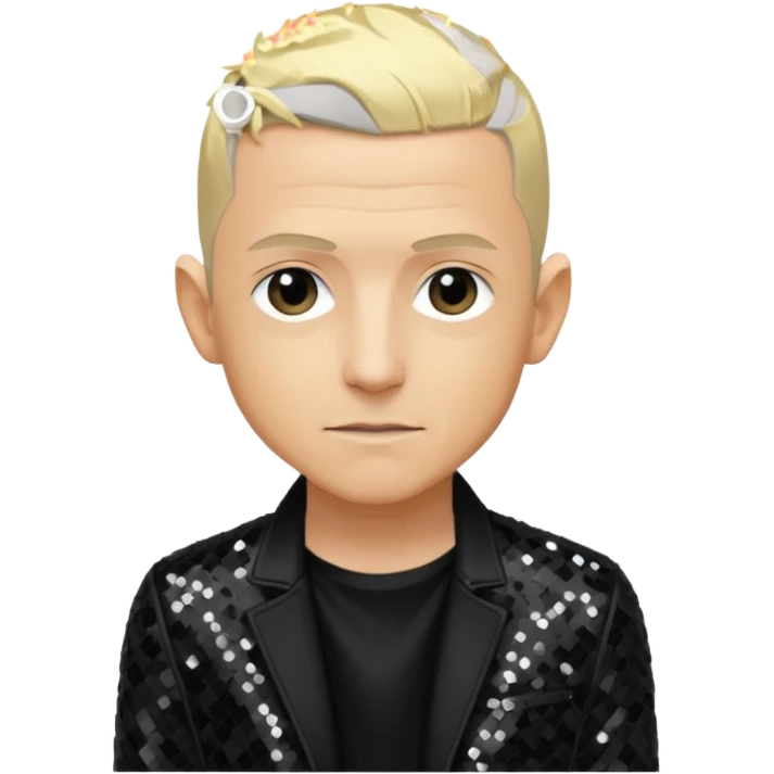 Chester Bennington from Linkin Park with blonde hair, black sequin outfit emoji