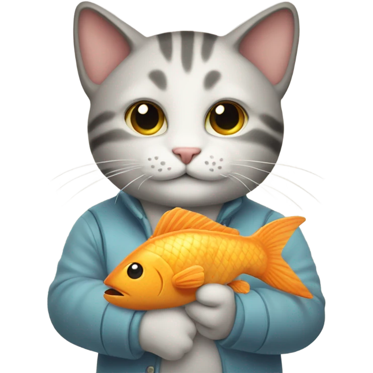 a cat with a fish in his hands emoji