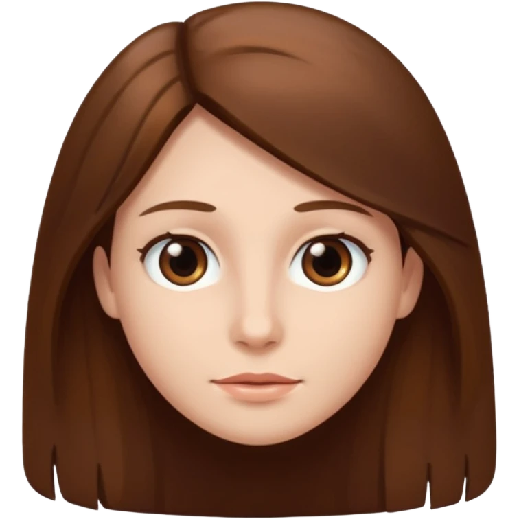I have long brown hair without fringe, white skin and brown eyes emoji