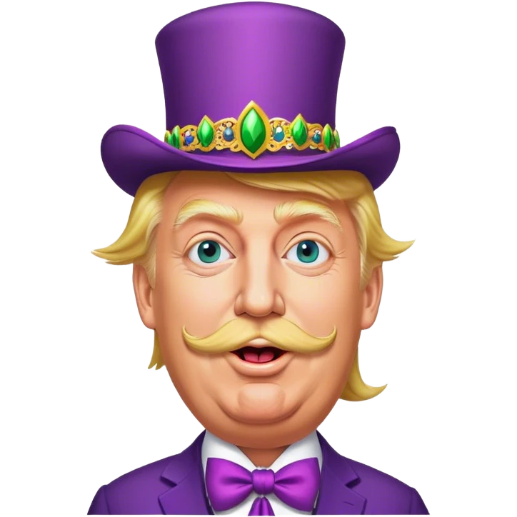 Donald trump dancing at Mardi Gras with a large moustache  emoji
