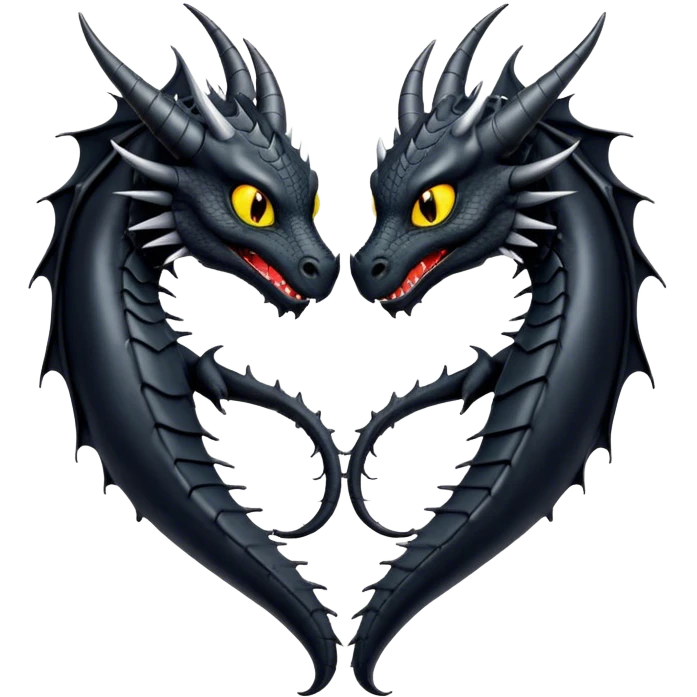 Two black dragons making a heart emoji