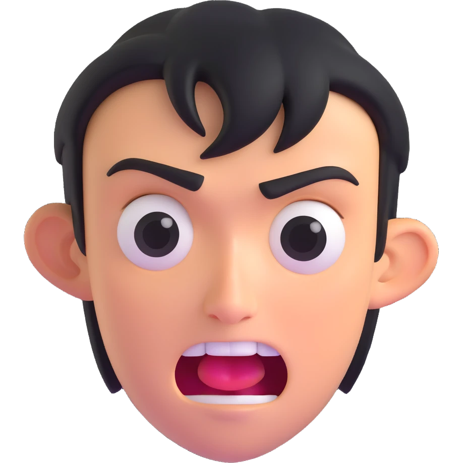 ugly rage emoji with lopsided face and uneven eyes emoji