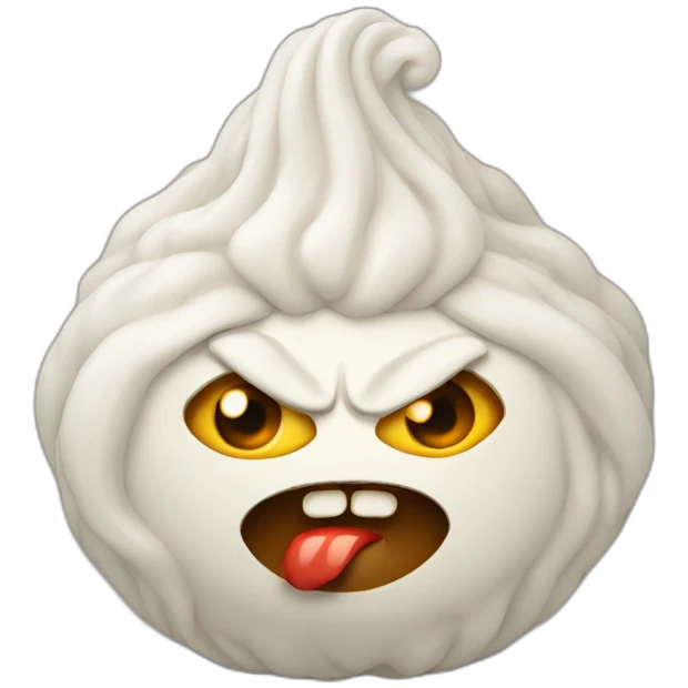 khinkali dish with angry face emoji