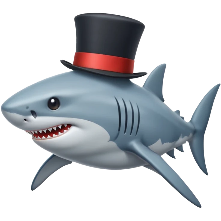 Shark with a top hat emoji