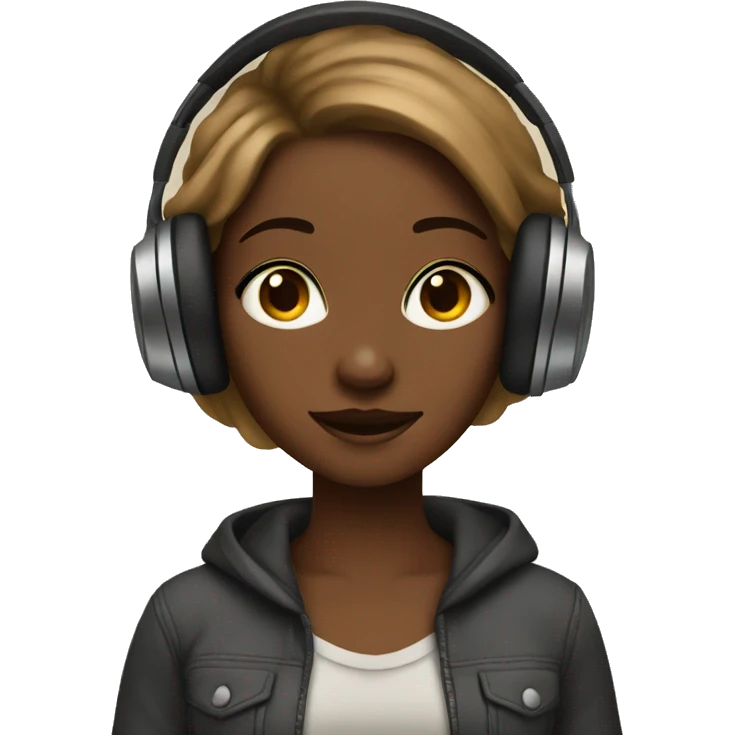 a brown skin girl listening to music  emoji