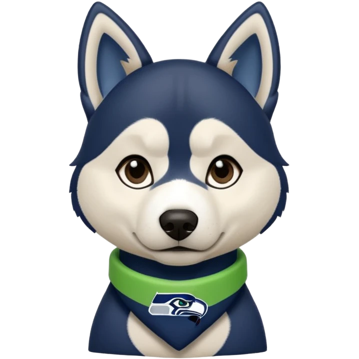 Black white husky with floppy ears Seattle Seahawks gear emoji