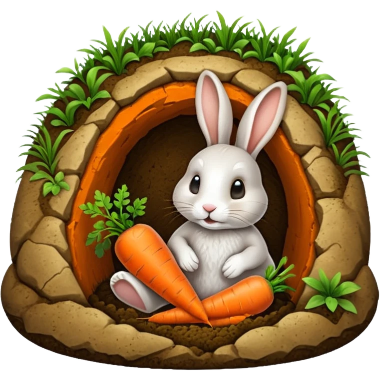 Rabbit burrow, carrot outside emoji