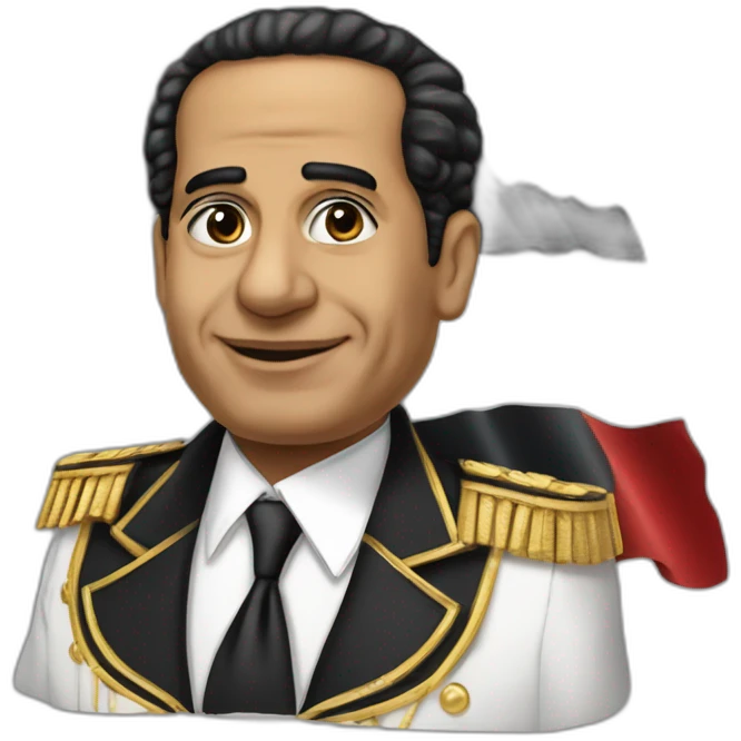 Satirical cartoon Egyptian President Canidate Ahmed Tantawy in a tuxedo with egyptian flag emoji