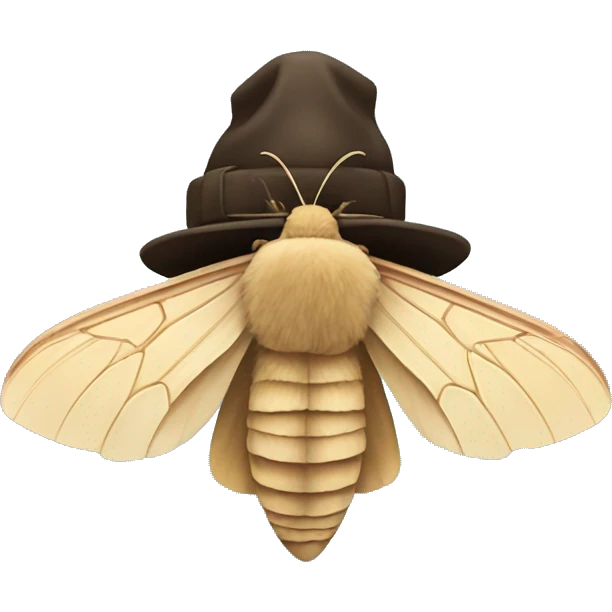 Moth with hat emoji