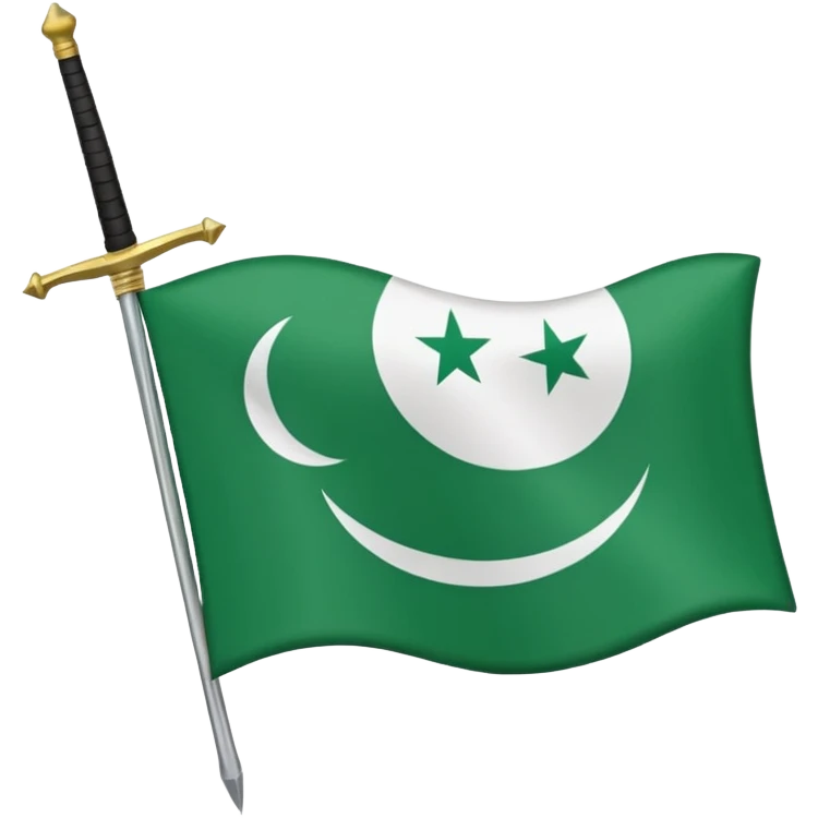 hazara flag, green background, half moon emblem in top right corner with one sword crossing. emoji