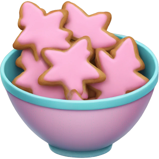 Pink Christmas cookies in a bowl emoji