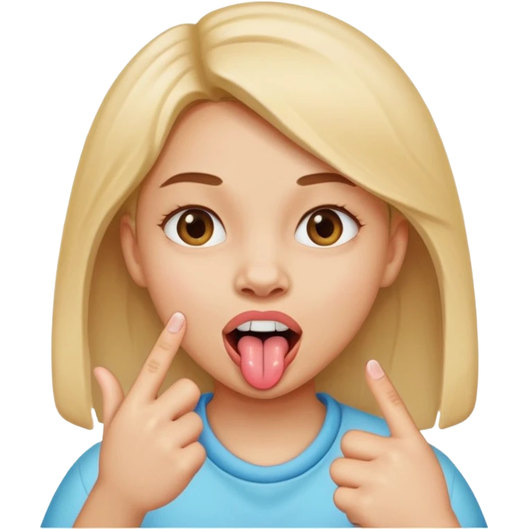 fille doigt entre les dents tire la langue emoji