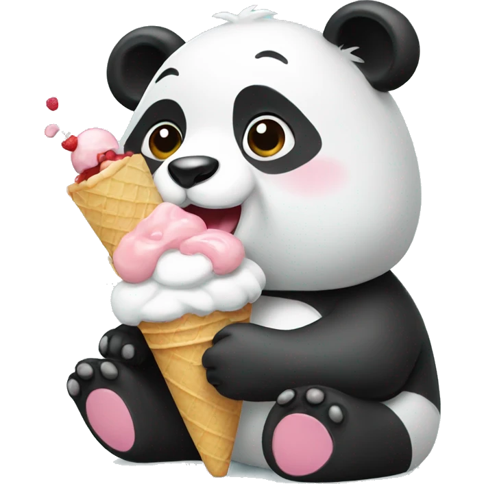 Panda eating ice cream emoji