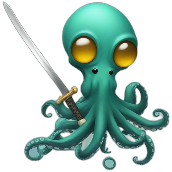 octopus holding a katana emoji