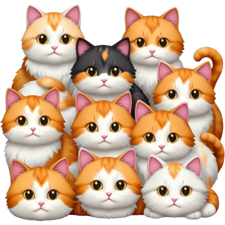 Herd of cats eating emoji