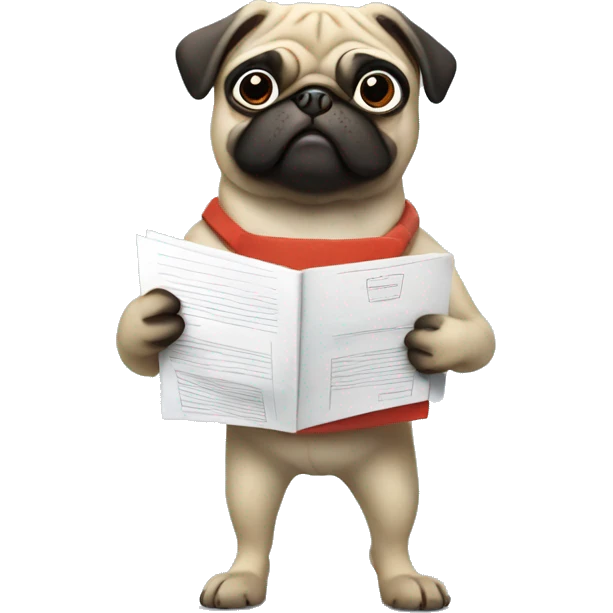 a pug holding a folder with documents emoji