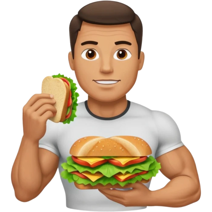 a muscle man eating a sandwitch emoji