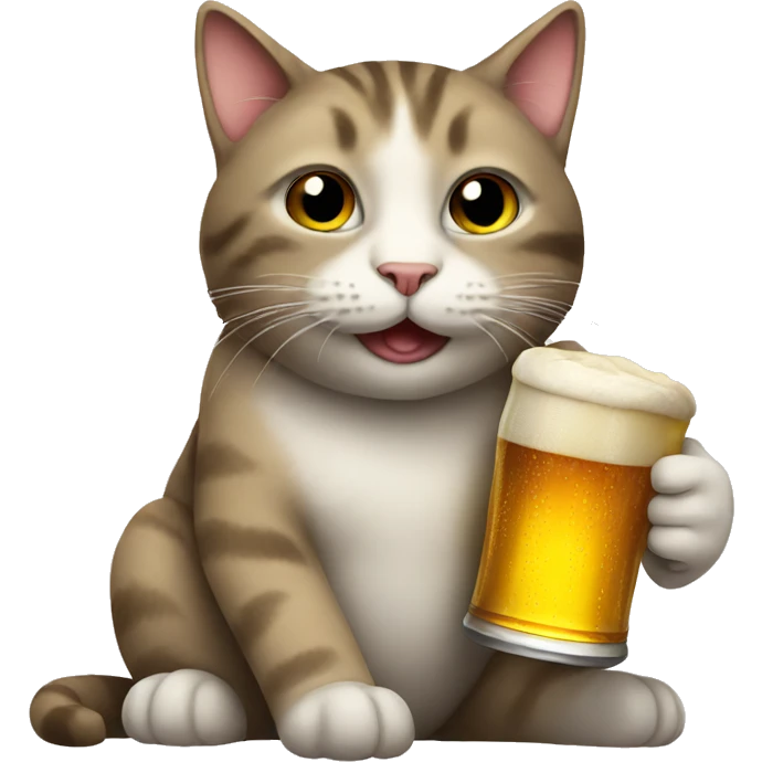 Cat holding beer emoji